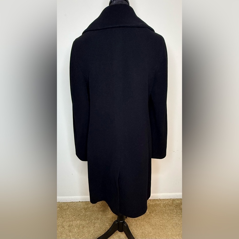Cole Haan Wool Cashmere black midi large collar soft warm preppy winter coat 4P - Picture 4 of 14